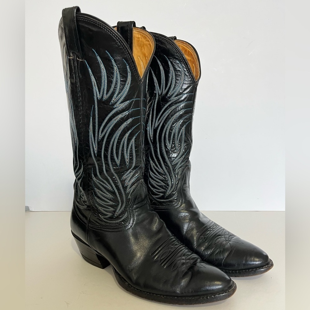 Nocona Men's Black Pointed Toe Cowboy Western Boots Size 8.5D - Picture 2 of 10